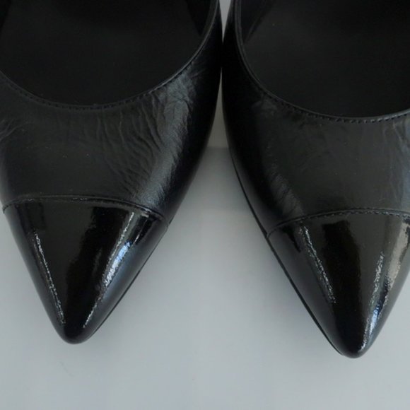 Chanel Cap Toe Pumps Black Leather & Patent - Picture 6 of 8